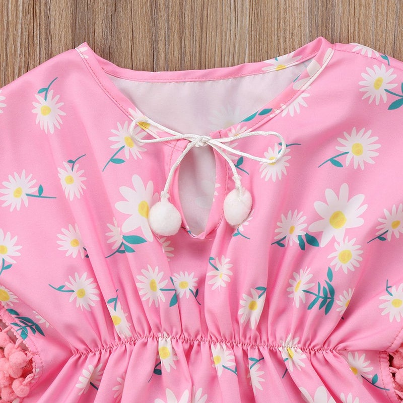 Douhoow Toddler Baby Girls Swim Cover-up Beach Sundress Summer Poncho Rash Guards (Pink  2-3T) - Image 5